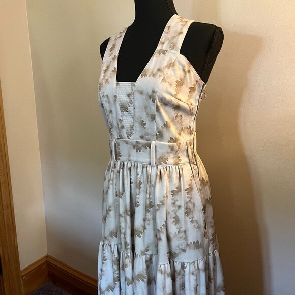 Italian Classic Long Flare and Belted Patterned Dress - Picture 2 of 10